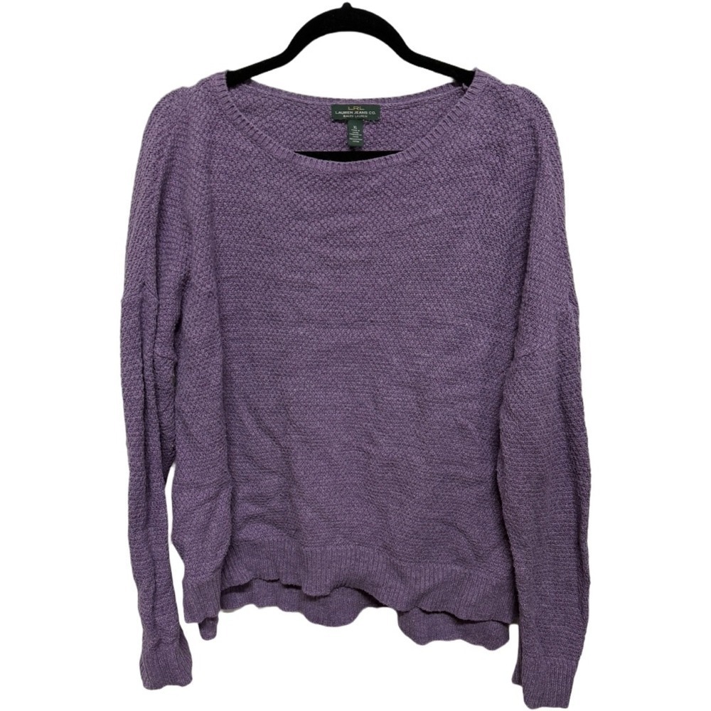 Lauren Ralph Lauren Green Label Purple Knit Sweater Size XL Cozy Winter Casual